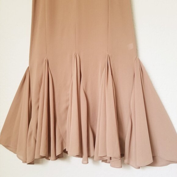 LPA Davina Midi Dress in Mocha Latte Size S Sheer Chiffon Milkmaid Mermaid $259 - Picture 6 of 15